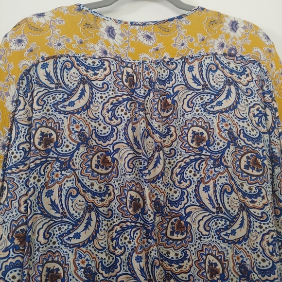 Umgee Boho Paisley Yellow Blue Bomber Jacket Medium Mixed Print - Picture 8 of 11